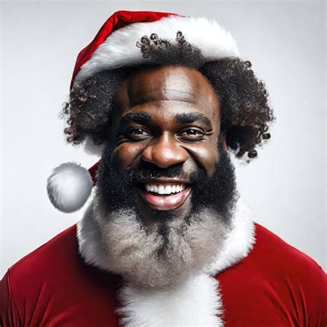 Premium Photo Happy Santa Claus Black Afro White Background