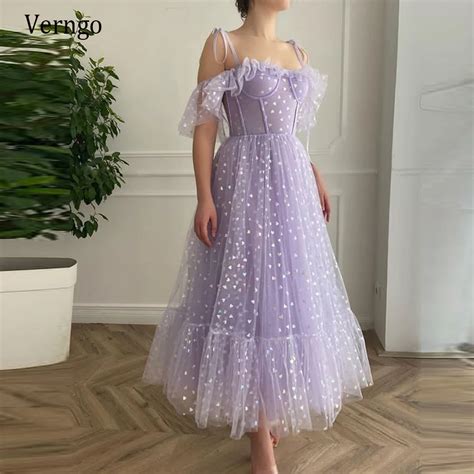 Verngo Robe De Bal En Tulle La Lavande Brillante Avec Bretelles