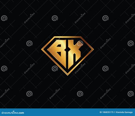 BX Diamond Shape Gold Color Logo Design Stock Illustration