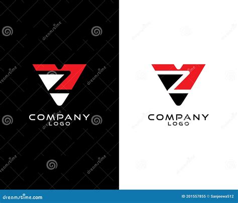 Vz Zv Initial Letter Abstract Company Logo Template Vector Stock