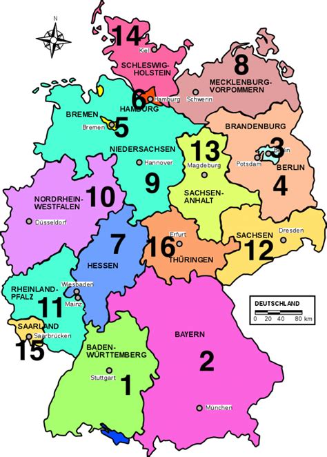 16 Bundesländer von Deutschland im Überblick