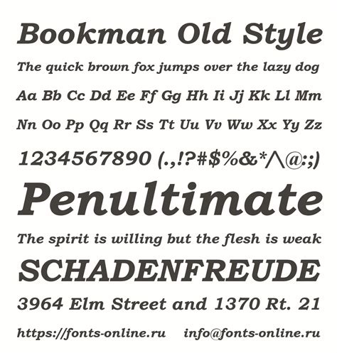 Bookman Old Style font