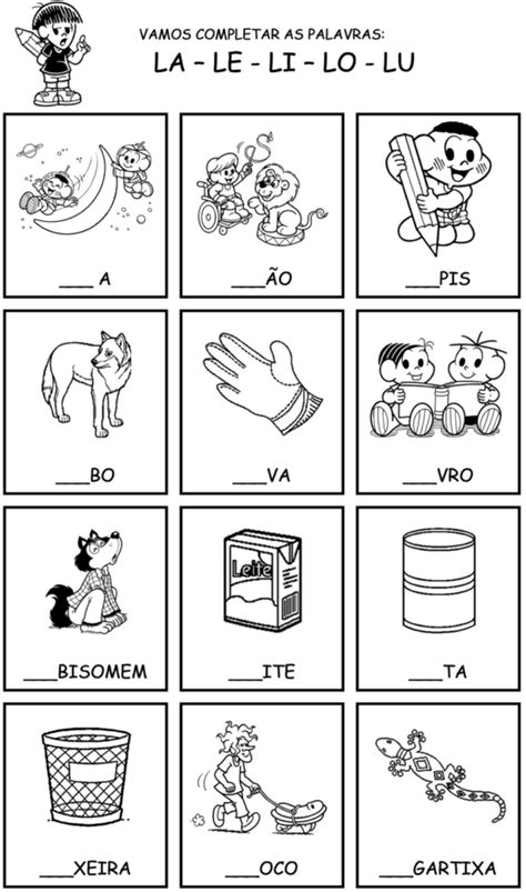 sílabas com la le li lo lu | Atividades de alfabetização, Atividades ...