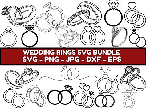 Marriage Rings Svg Bundle Ring Svg Wedding Svg Clipart Silhouette