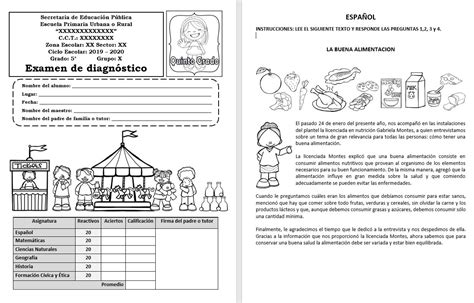 Examen Del Quinto Grado Para El Primer Bloque Del Ciclo