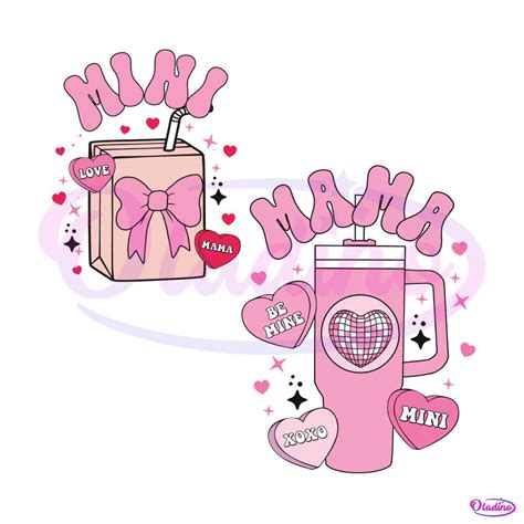 Mama Mini Valentine Coffee Stanley Cup And Milk SVG - Oladino