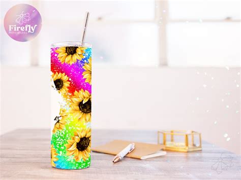 Rainbow Sunflowers Mom Life Tumbler 20 Oz Skinny Momlife Etsy