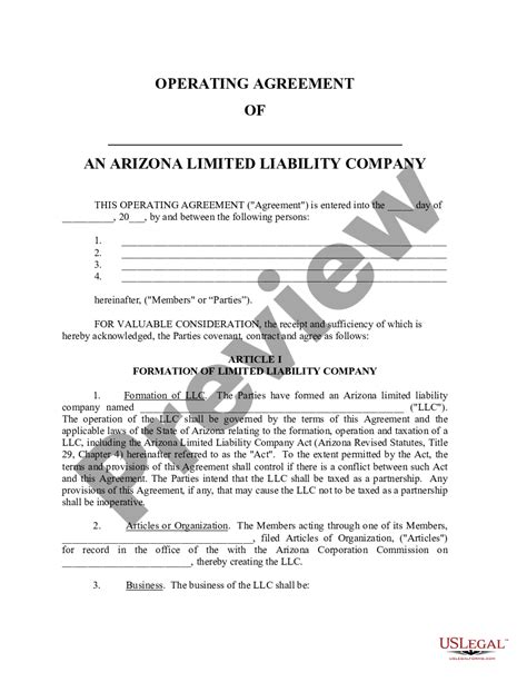 Arizona Limited Liability Company Without A Written Operating Agreement