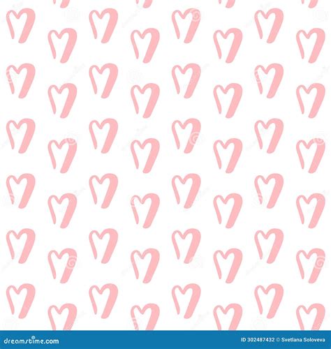 Vector Seamless Pattern Of Hand Drawn Pink Heart Stock Vector