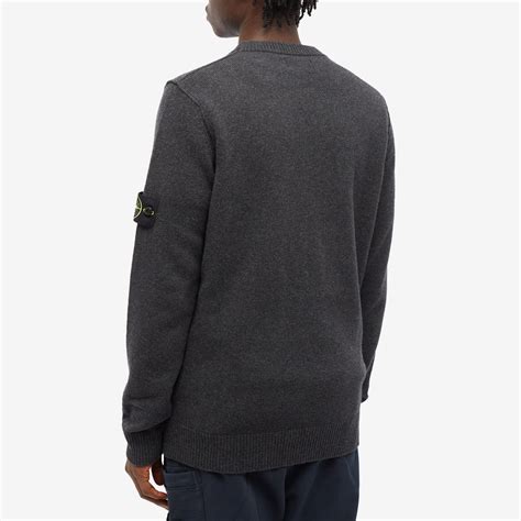 Stone Island Men S Reverse Seam Lambswool Crew Knit In Charcoal Stone