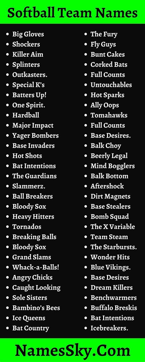 Crafting The Perfect Identity: Unique Softball Team Names