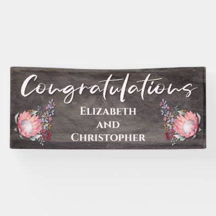 Elegant Floral Watercolor Wedding Congratulations Banner | Zazzle ...