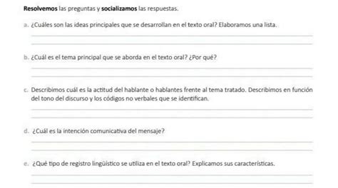 Cuales Son Las Ideas Principales Que Se Desarrollan En El Texto Oral