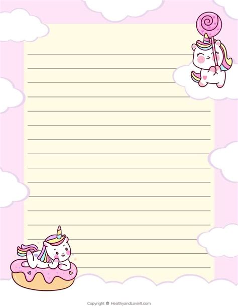 Free Kawaii Printable Stationery Lots Of Cute Lined Paper Healthy