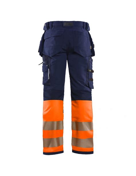 Pantalon Artisan Haute Visibilit Stretch D Marine Orange Fluo C