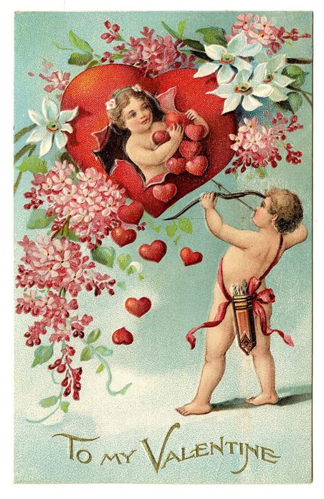 Cherubs And Hearts Images Valentine Postcards Vintage Valentine