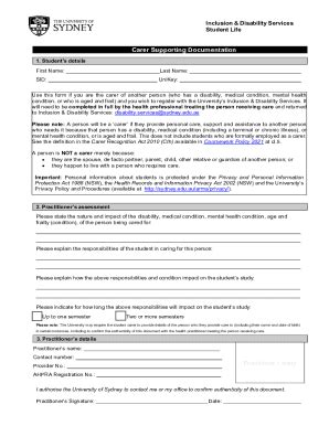 Fillable Online Carer Supporting Documentation Form Inclusion And