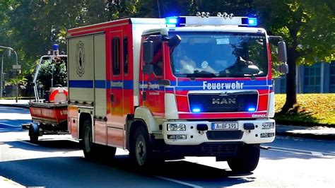 ELW ELD GW Wasserrettung Berufsfeuerwehr Augsburg Feuerwache 1 YouTube