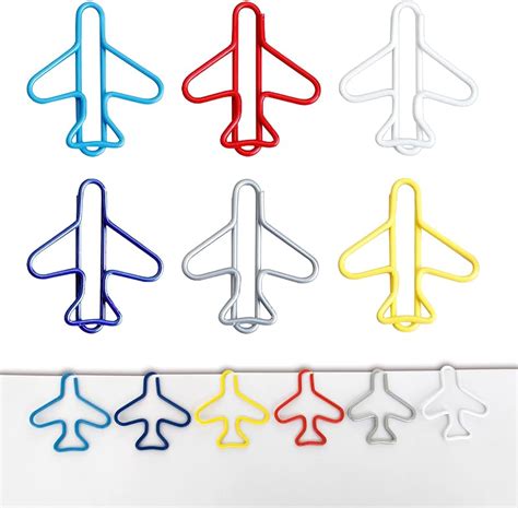 Pack Of Paper Clips Airplane Shape Metal Vinyl Paper Clips