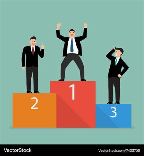 Winners Businessman Stand On A Podium Royalty Free Vector