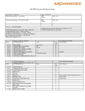 Fillable Online Ncpdp Version D Payer Sheet Fax Email Print Pdffiller