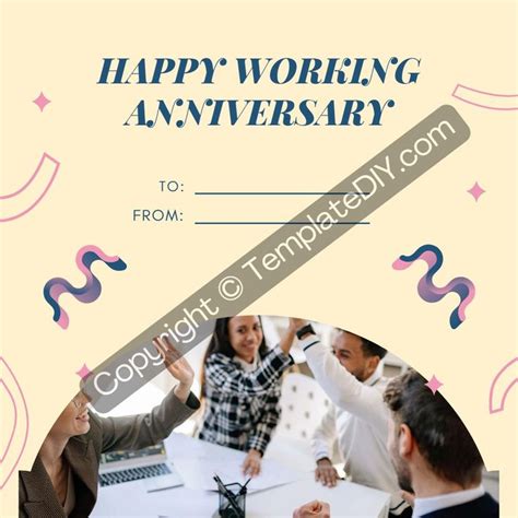 Work Anniversary Greeting Printable Template Pdf Word Work