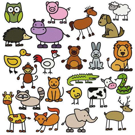 MASSIVE 23 Adorable Stick Animal Embroidery Designs Mega Pack Entire ...