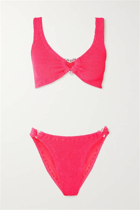 Buy Hunza G Net Sustain Heather Seersucker Bikini Pink At 30 Off