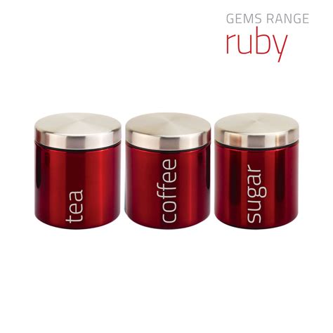 SQ Professional 9537 Gems Airtight Food Canister Set 3pc Ruby