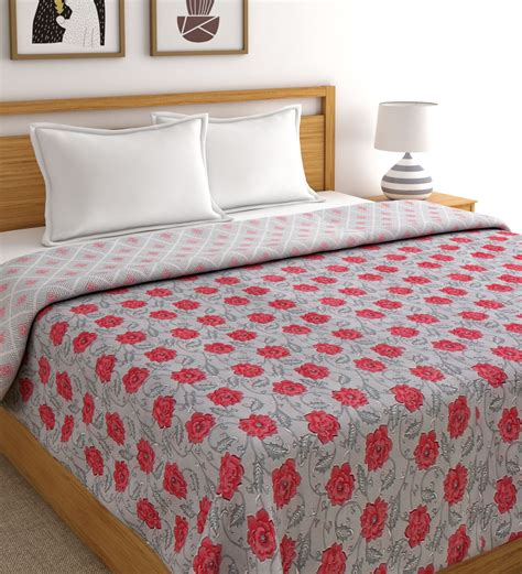 Buy Red Floral Gsm Double Bed Dohar By Romee At Off By Romee