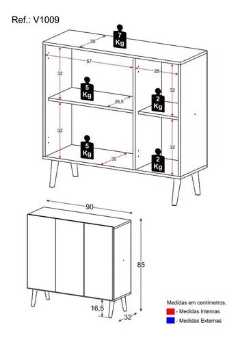 Aparador Estilo Buffet Venezia Multifurniture V Retro Con