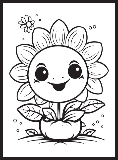 Cute Kawaii Flower Coloring Pages 25867726 Vector Art At Vecteezy