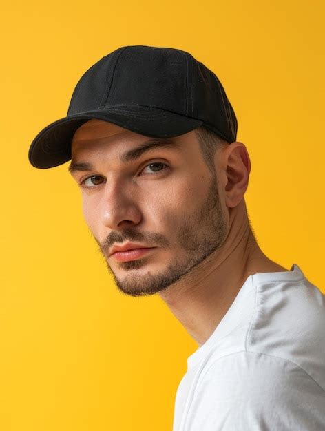 Premium Photo Handsome Man Wearing White Tshirt And Black Cap While