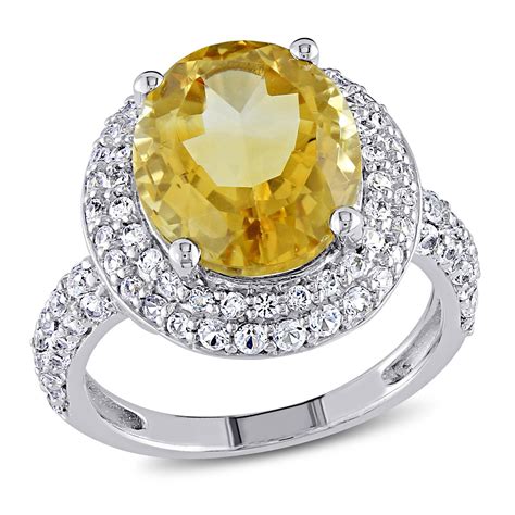 Miabella Women S 5 2 5 Carat T G W Oval Cut Citrine And Created White Sapphire Sterling Silver