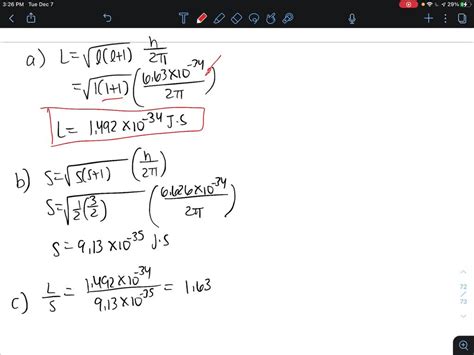 Solved A What Is The Magnitude Of The Angular Momentum For An L 1 Electron B Calculate The