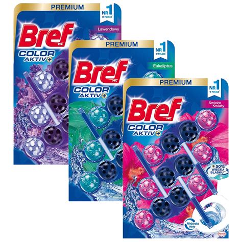 Bref Color Aktiv zawieszka barwiąca do WC mix zestaw 9x50g 15306847816