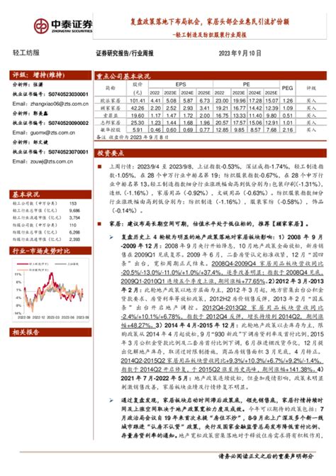 轻工制造及纺织服装行业周报：复盘政策落地下布局机会，家居头部企业惠民引流扩份额