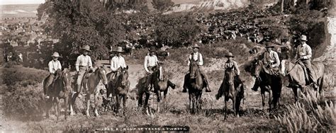 Panoramic View Of A Group Of Texas Cowboys Circa 1890 No Information