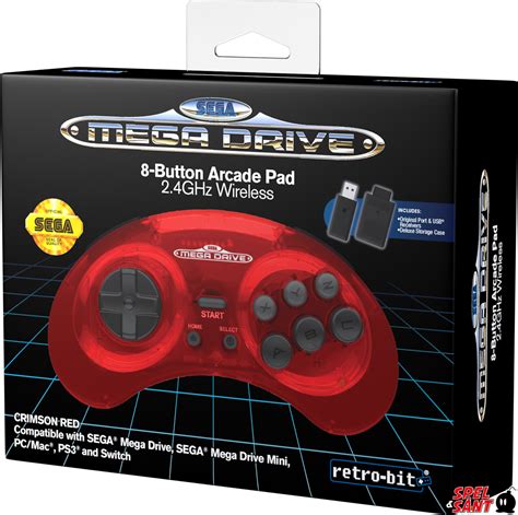 Retro Bit Segamegadrive 8button 28ghz Wireless Controlr Crimsonred