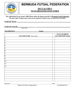 Fillable Online Futsal Registration Form Fill Out And Sign Printable