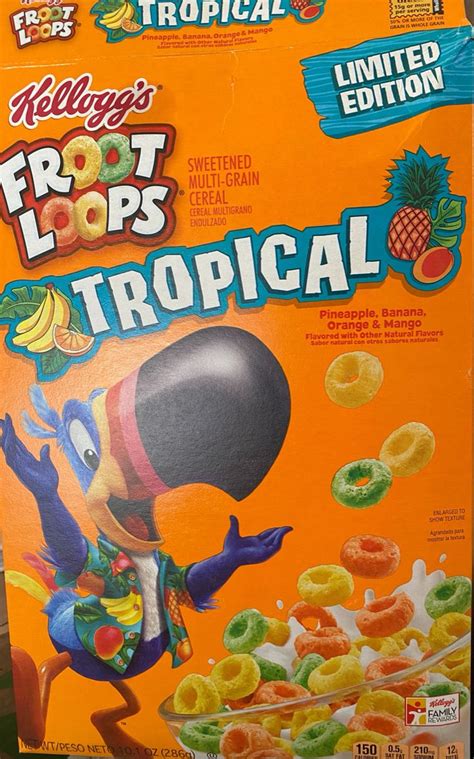 Kelloggs Froot Loops Tropical Sweetened Multi Grain Cereal Multi