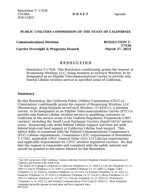 RESOLUTION T 17436 Docs Cpuc Ca Doc Template PdfFiller