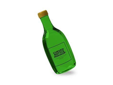 Premium Psd Curved Green Glass Bottle Mockup