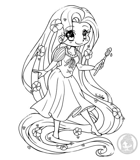 Chibi Disney Princess Rapunzel Coloring Pages