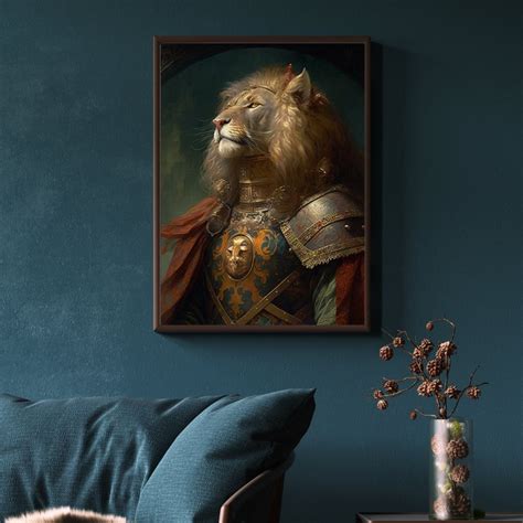 Medieval Lion Wall Art Painting Renaissance Lion Portrait - Etsy