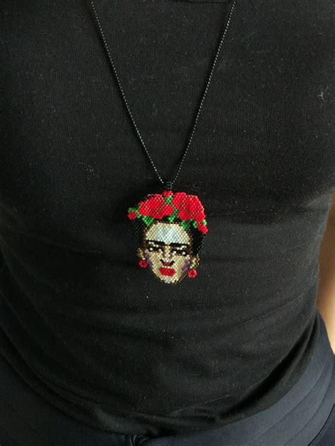 Frida Portrait Necklace Miyuki Frida Kahlo Necklace Mothers Etsy