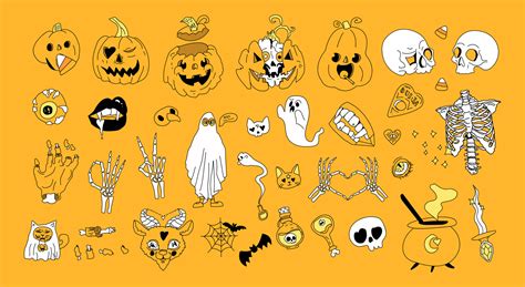 collection of creepy cute Halloween graphic elements. 26619496 Vector ...