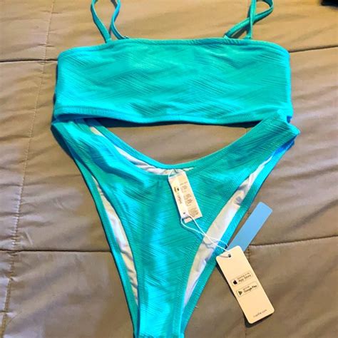 Cupshe Swim Bandeau High Cut Bikini Nwt Poshmark