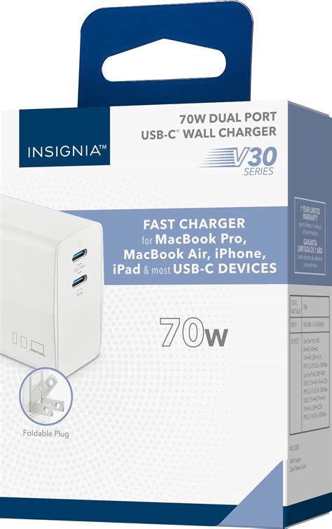 Customer Reviews: Insignia™ 70W Dual Port USB-C Fast Wall Charger with