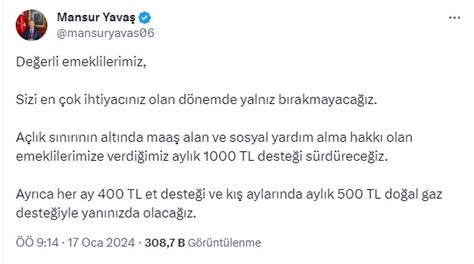 Mansur Yavaş emeklilere yapılacak aylık desteği açıkladı